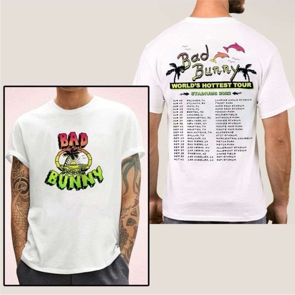 BAD BUNNY | World’s Hottest Tour 2022 Stadium Concert Merch Tee Unisex Size M